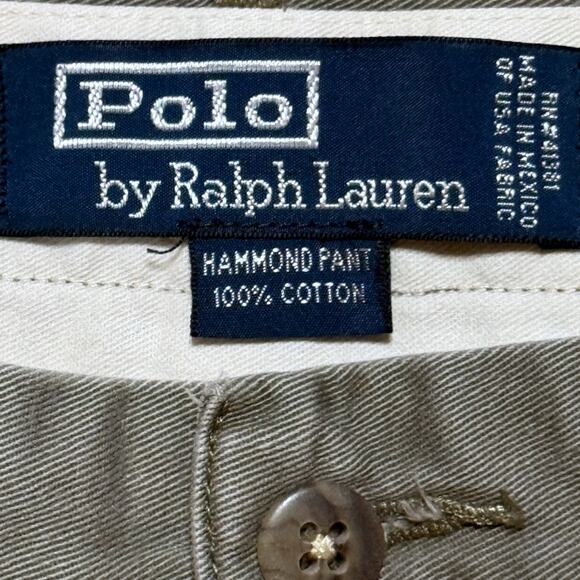 Vintage Polo Ralph Lauren Chino Pants Mens Hammond Pleated Cuffed Sz 40/32 Faded - Picture 4 of 6